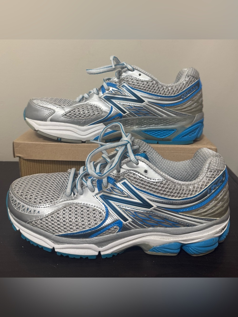 New Balance Silver and Blue Athletic Running Shoes